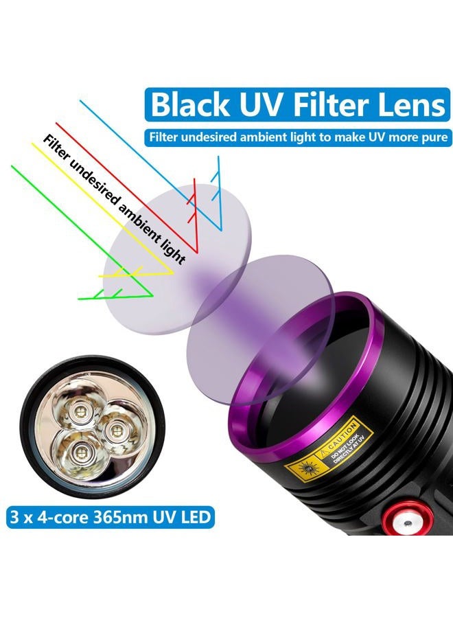 ALONEFIRE H42UV 36W 365nm UV Flashlight USB Rechargeable Ultraviolet Blacklight Torch Pet Urine Detector for Resin Curing, Fishing, Scorpion with UV Protective Glasses, 4PCS Battery Included - Image 2