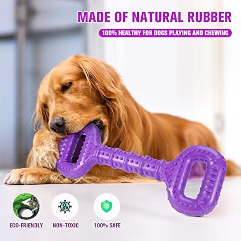 Dog Toys for Aggressive Chewers Large Breed 15 inch Interactive Dog Toy Large Long lasting Dog Toys with Convex Design Natural Rubber Tug-of-war Toy for Medium Large Dogs Tooth Clean (Purple) - Image 2