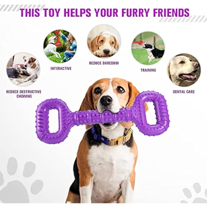 Dog Toys for Aggressive Chewers Large Breed 15 inch Interactive Dog Toy Large Long lasting Dog Toys with Convex Design Natural Rubber Tug-of-war Toy for Medium Large Dogs Tooth Clean (Purple) - Image 3