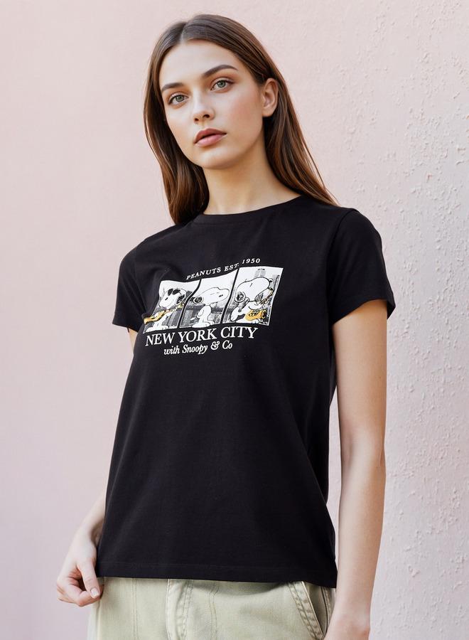 SP Characters Snoopy Print Regular Fit T-shirt - Image 1