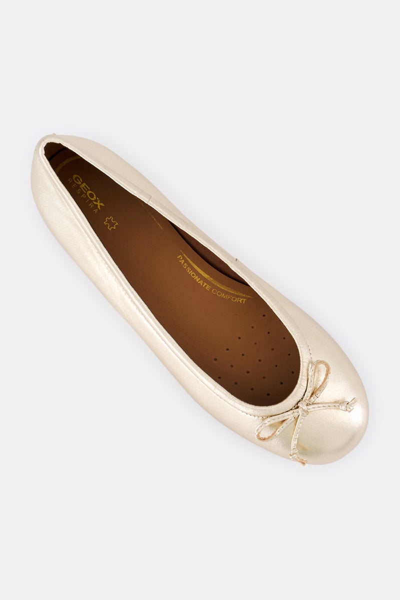 GEOX Women Wide D Palmaria Slip On Metallic Flats, Gold - Image 4