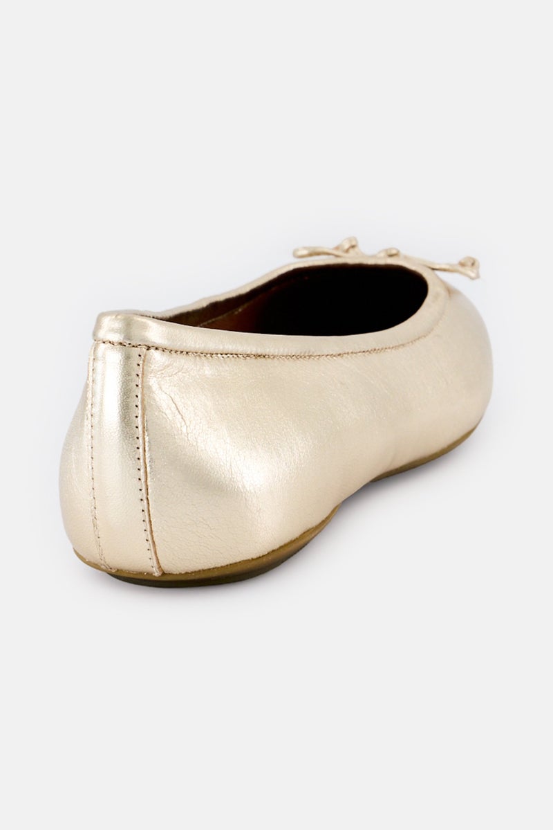 GEOX Women Wide D Palmaria Slip On Metallic Flats, Gold - Image 3