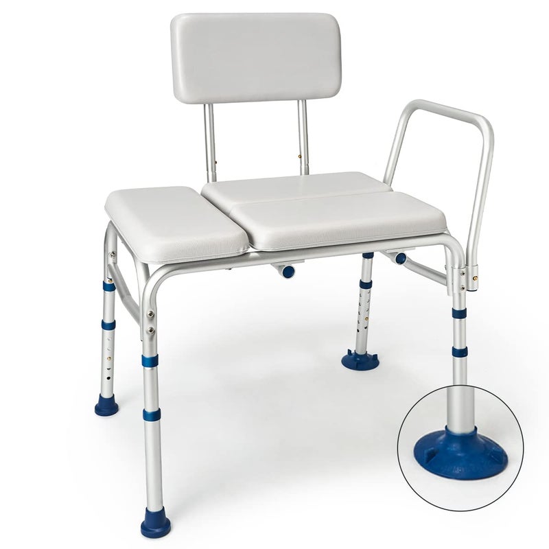 GreenChief GreenChief Padded Shower Bench for Bathtub 500 LBS Heavy Duty Shower Chair Adjustable Transfer Bench with Arms and Backrest for Elderly Tub Transfer Shower Seat Bath Chair for Inside Shower 