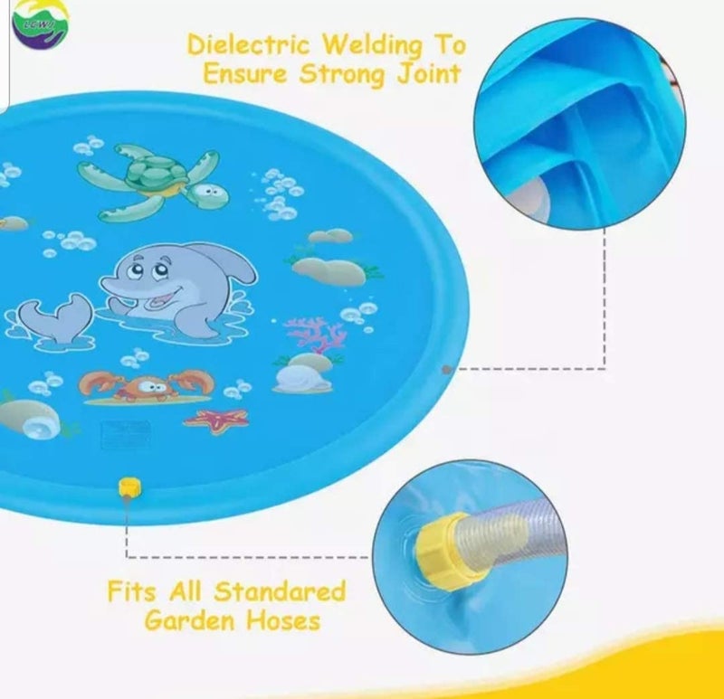 VDHJA Sprinkler & Splash Outdoor Side Inflatable Foldable Water Play Extra Large Fountain Pool Mat Pad Ring for Toddlers & Baby's (Multi Color) - Image 4