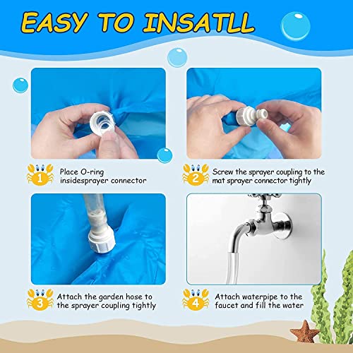 VDHJA Sprinkler & Splash Outdoor Side Inflatable Foldable Water Play Extra Large Fountain Pool Mat Pad Ring for Toddlers & Baby's (Multi Color) - Image 5