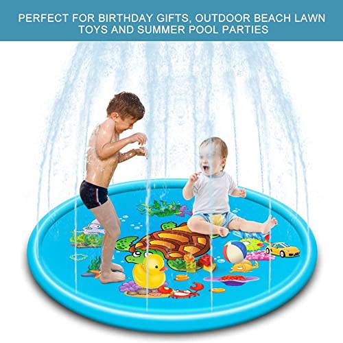 VDHJA Sprinkler & Splash Outdoor Side Inflatable Foldable Water Play Extra Large Fountain Pool Mat Pad Ring for Toddlers & Baby's (Multi Color) - Image 2