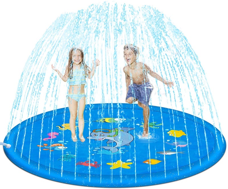 VDHJA Sprinkler & Splash Outdoor Side Inflatable Foldable Water Play Extra Large Fountain Pool Mat Pad Ring for Toddlers & Baby's (Multi Color) - Image 1