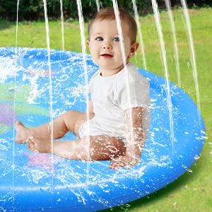VDHJA Sprinkler & Splash Outdoor Side Inflatable Foldable Water Play Extra Large Fountain Pool Mat Pad Ring for Toddlers & Baby's (Multi Color) - Image 3