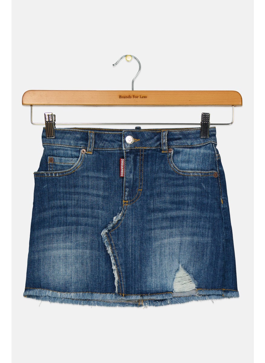 DSQUARED2 Kids Girl Washed Denim Skirt, Blue  - Image 1