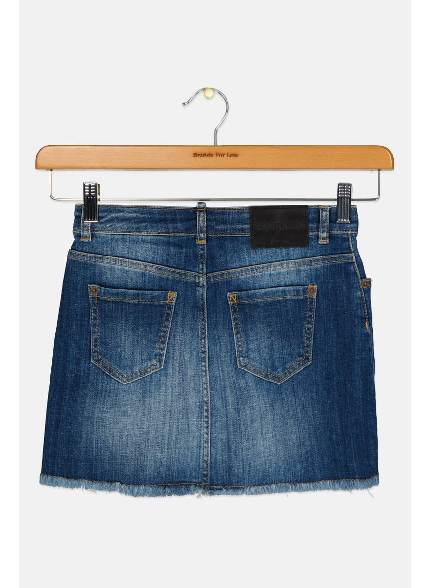 DSQUARED2 Kids Girl Washed Denim Skirt, Blue  - Image 2