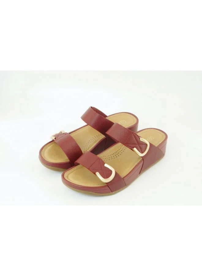 Zayna Red 221-364 Zayna Women's Slip-On Wedge Sandals 25ABT104 Red for Women | Best Price UAE