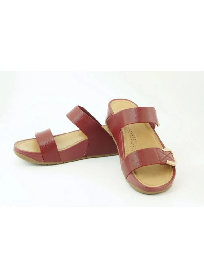 Zayna 221-364 Zayna Women's Slip-On Wedge Sandals 25ABT104 Red