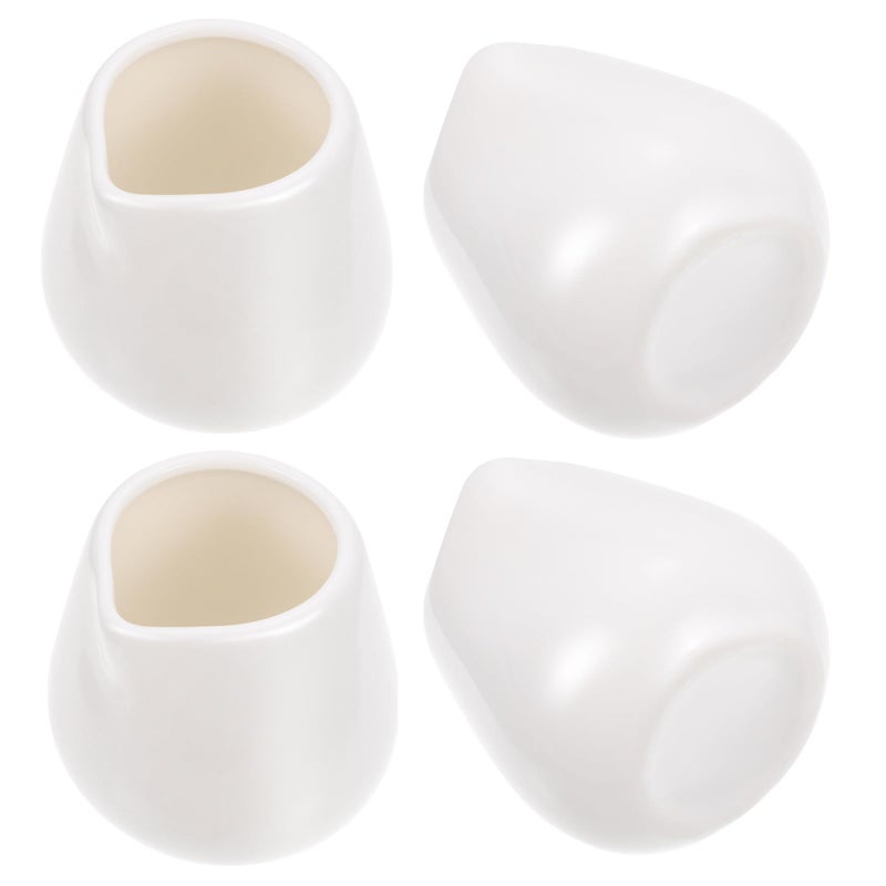 White Porcelain Creamer Jugs Set of 4 Medium Ceramic Milk and Sauce Cups - Image 2