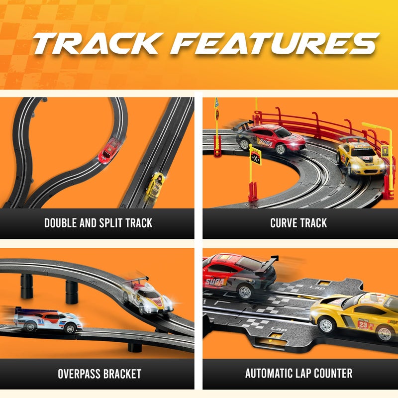Atlasonix Slot Car Race Track Sets, Slot Cars - Electric Race Car Track Set, 4 High Speed Cars Tracks for Kids, Remote Control Car, Gifts Toys for Boys - 115' Racetrack - Image 3
