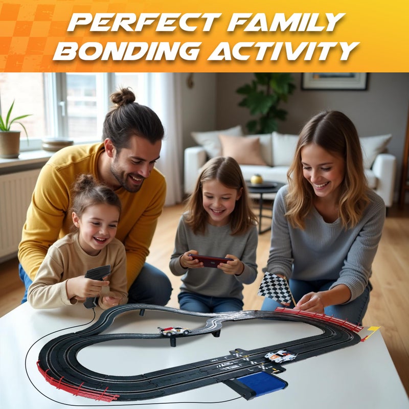 Atlasonix Slot Car Race Track Sets, Slot Cars - Electric Race Car Track Set, 4 High Speed Cars Tracks for Kids, Remote Control Car, Gifts Toys for Boys - 115' Racetrack - Image 2