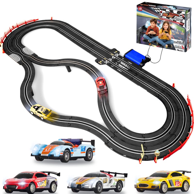 Atlasonix Slot Car Race Track Sets, Slot Cars - Electric Race Car Track Set, 4 High Speed Cars Tracks for Kids, Remote Control Car, Gifts Toys for Boys - 115' Racetrack - Image 1