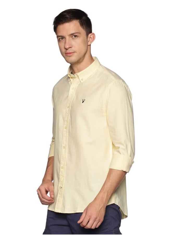 U.S. ELK Men's Button Down Shirt | Casual Slim Fit Shirt | Long Sleeve Oxford Shirts For Men | Smart Fit Cuff - Yellow  - Image 2