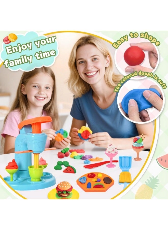 Vixplorn 34 Pcs Ice Cream Play Color Dough Sets for Kids Ages 3-8, Kitchen Creations Dough Tool Sets for Kids Boys Girls 3-8 Years Old（12 Clay） - Image 2