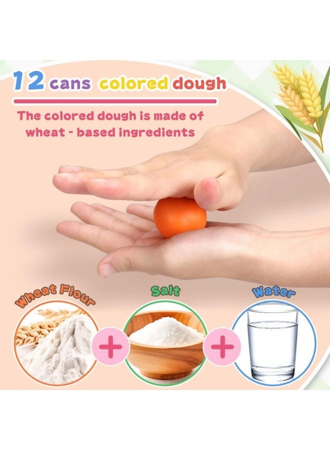 Vixplorn 34 Pcs Ice Cream Play Color Dough Sets for Kids Ages 3-8, Kitchen Creations Dough Tool Sets for Kids Boys Girls 3-8 Years Old（12 Clay） - Image 3