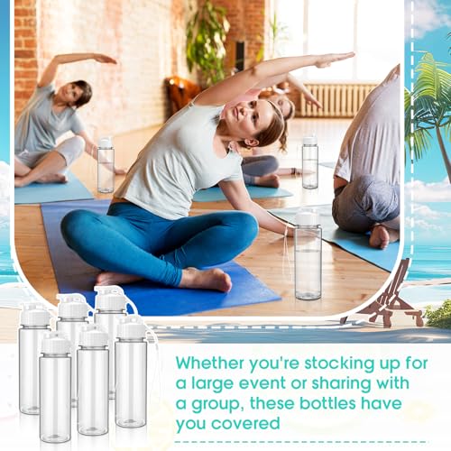 Maxcheck 30 Pieces Water Bottle Bulk 17 oz Plastic Sports Water Bottles Bulk with Handle Strap Lightweight Leakproof Drink Flip Top for Adults Fit Gym(Classic Style,White) - Image 4