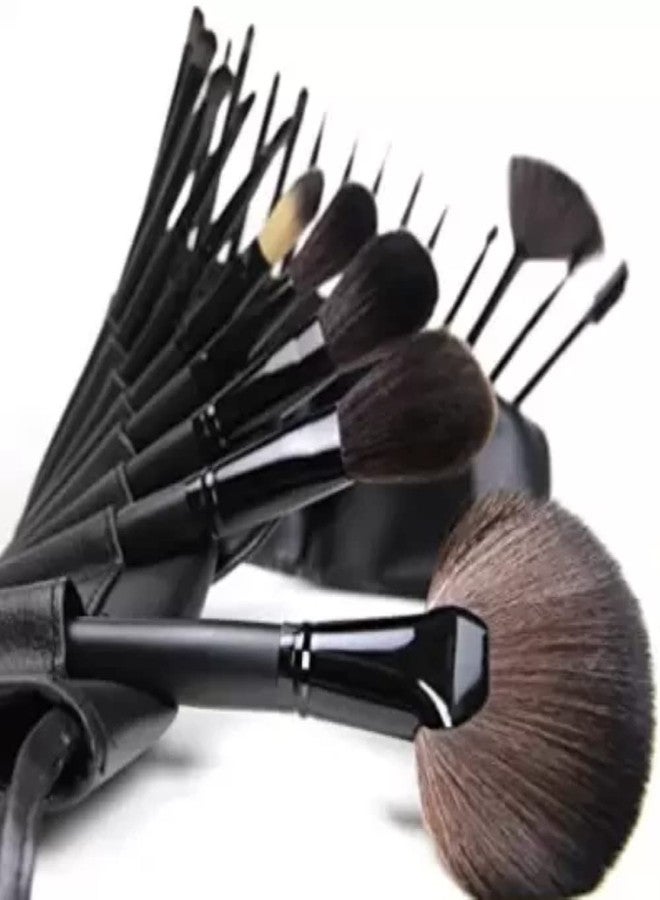 FEELHIGH مجموعة فرش مكياج احترافية من فيلهاي، 24 قطعة، باللون الأسود الفاحم مع علبة (عبوة من 24 قطعة) - Image 3