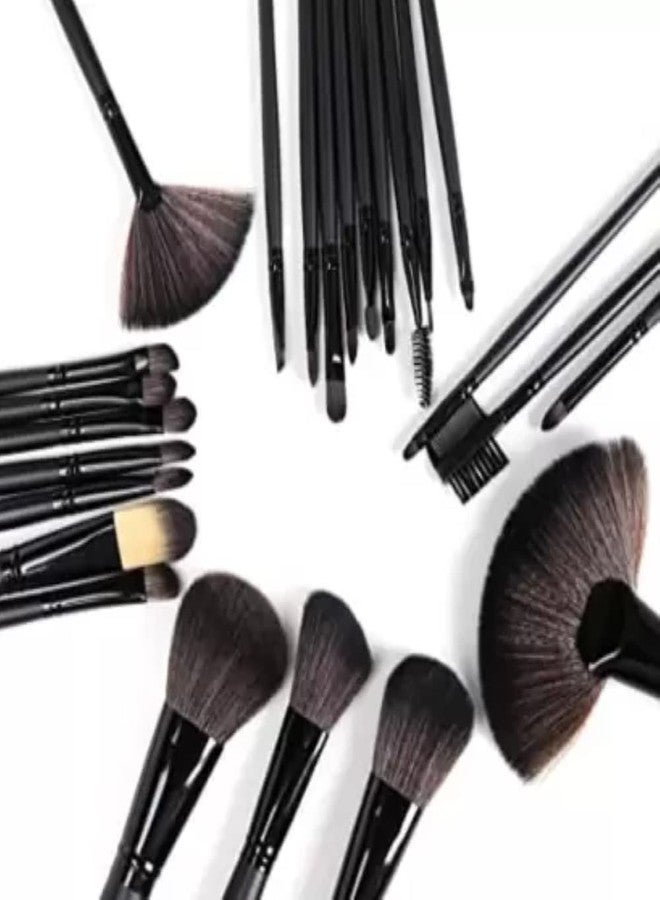 FEELHIGH مجموعة فرش مكياج احترافية من فيلهاي، 24 قطعة، باللون الأسود الفاحم مع علبة (عبوة من 24 قطعة) - Image 2