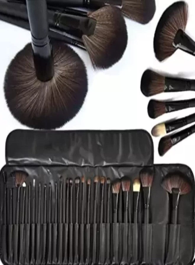 FEELHIGH مجموعة فرش مكياج احترافية من فيلهاي، 24 قطعة، باللون الأسود الفاحم مع علبة (عبوة من 24 قطعة) - Image 4