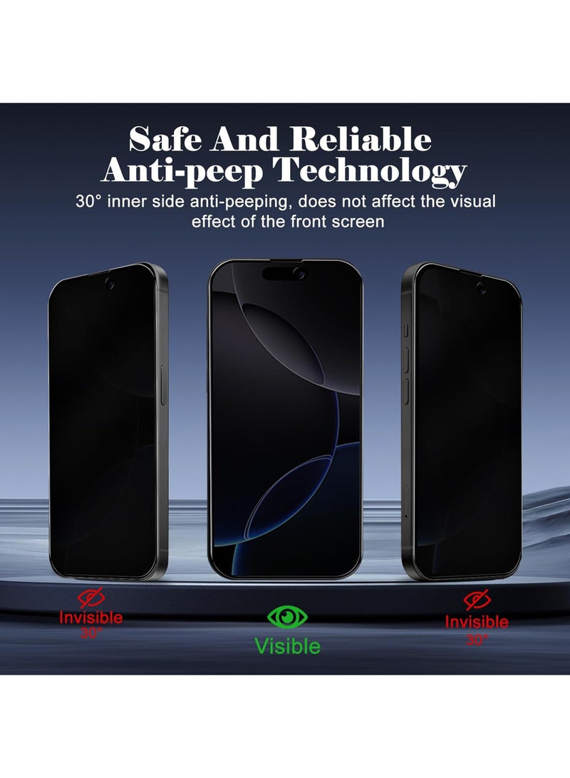 Captaintech 2 Pack iPhone 16 Pro Privacy Screen Protector (6.3 Inch)Anti-Scratch, 9H Hardness Tempered Glass - Image 4