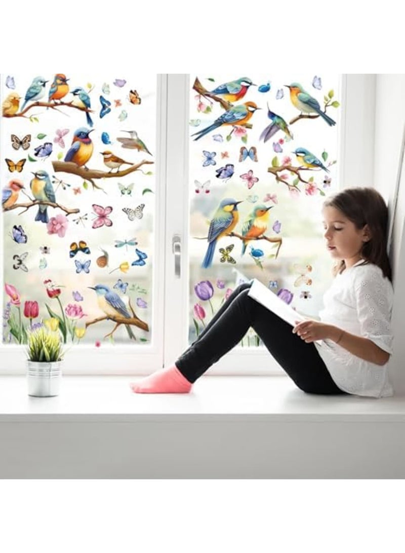 SYOSI Vibrant Spring & Summer Window Clings - 78 PCS of Butterfly, Tree Branch Hummingbird, and Tulip Anti-Collision Window Stickers for Seasonal and Home Decor Delight (Multicolor) - Image 3