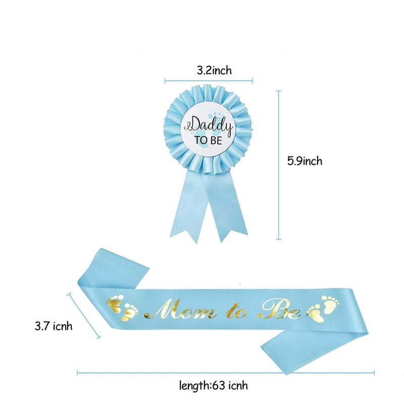 Akebrog Baby Shower Mom To Be Sash And Tinplate Badge Daddy To Be Combo Kit,Baby Gender Reveal Party Gifts (Light Blue) - Image 2