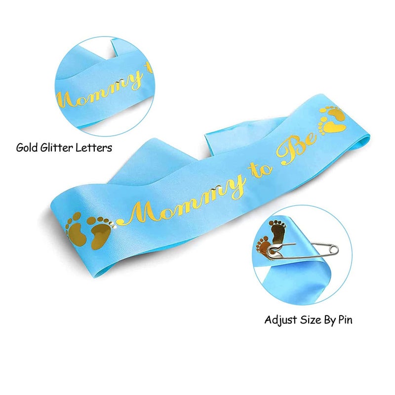 Akebrog Baby Shower Mom To Be Sash And Tinplate Badge Daddy To Be Combo Kit,Baby Gender Reveal Party Gifts (Light Blue) - Image 3