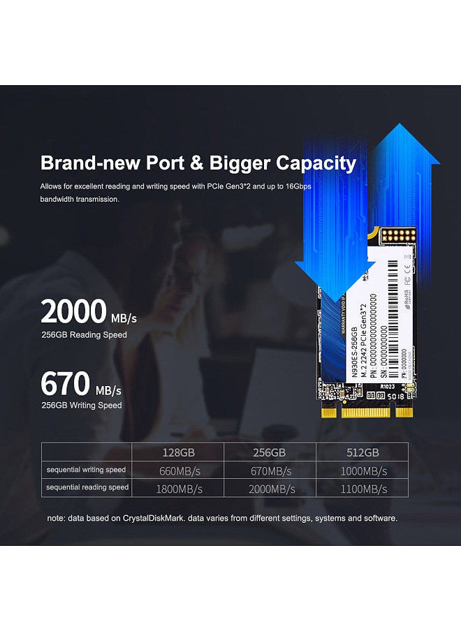 N930ES NVMe M.2 2242 SSD Gen3*2 PCIe 3D MLC/TLC NAND Flash Solid State Drive 512GB