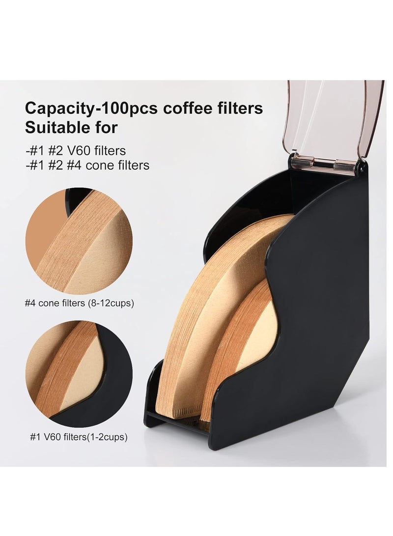 Captaintech Coffee Filter Holder, Coffee Filter Dispenser Rack with Dustproof Cover, Coffee Filter Box for 100 pcs Paper Filters - Image 4