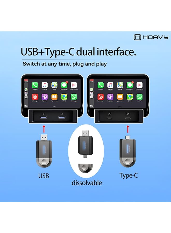 HOAVY 2-In-1 Wireless Carplay And Android Auto Adapter, 5Ghz Smart Car Adapter, Compatible With 99% Built-In Carplay And Built In Android Auto Vehicles  - Image 5