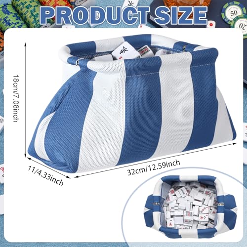 Sunnymove Mahjong Tile Bag 71 x 43 x 126 Inches Mahjong Empty Bag Crochet Purses Mah Jong Accessories and Gift for Women Game Lover Summer Vacation Supplies Blue - Image 5