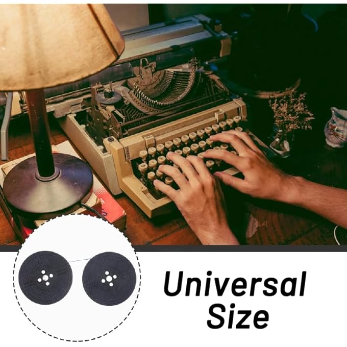 2 PAIRS UNIVERSAL TYPEWRITER RIBBON - BLACK TYPEWRITER INK RIBBON WITH 0.2 INCH/5MM CENTRAL APERTURE - RELIABLE MANUAL TYPEWRITER RIBBON TWIN SPOOL REPLACEMENT PACK FOR MOST TYPEWRITER (BLACK) - Image 3