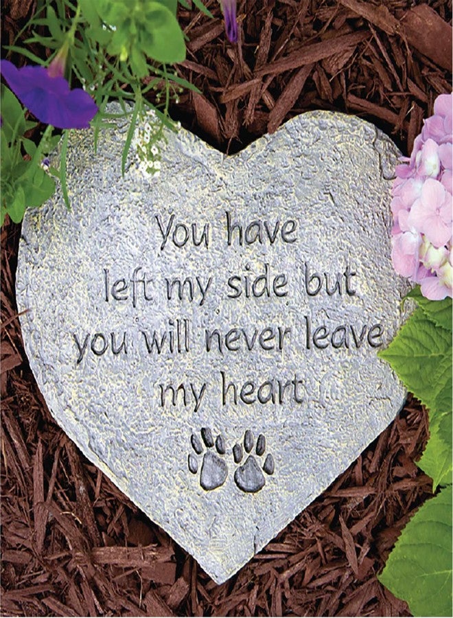 Dog Speak Pet Memorial Stone - You Have Left My Side But You Will Never Leave My Heart - Paw Prints Bereavement Memorial Gift for Pet Loss & Remembrance - Image 3