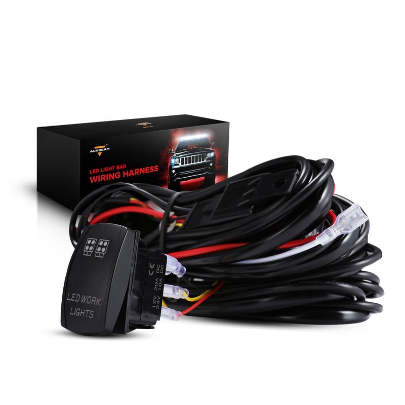 حزمة أسلاك 2 رصاص Auxbeam 12V 5Pin مفتاح دوار مع 3 قطع خطوط تبديل مفتاح تشغيل إيقاف طاقة رلي فيوز لأشرطة إضاءة LED أضواء العمل أضواء القيادة