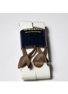Generic Leather Suspenders for Men 32 Colors Button-End White 