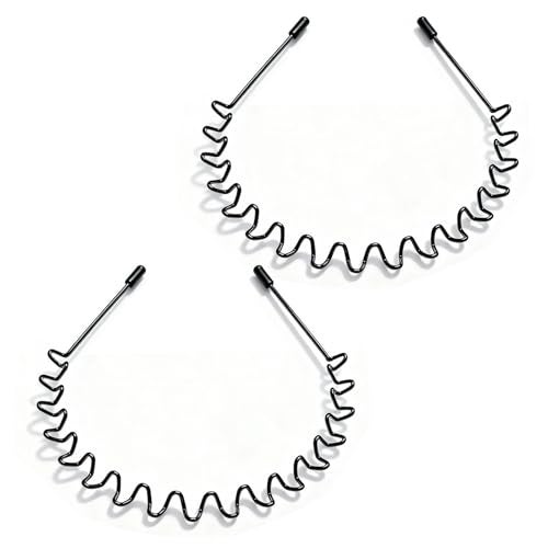 Asltw 2 PCS Metal Hair Band for Men Headband Women Bands, Head Bands for Women's Hair Non Slip, Unisex Black Simple Fashion Hair Bands, Outdoor Sports Headbands Hoop Accessories - Image 1