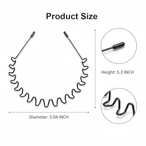 Asltw 2 PCS Metal Hair Band for Men Headband Women Bands, Head Bands for Women's Hair Non Slip, Unisex Black Simple Fashion Hair Bands, Outdoor Sports Headbands Hoop Accessories - Image 2