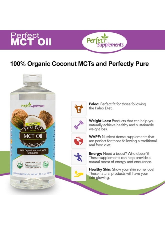 Perfect Supplements Perfect Mct Oil 30Oz Organic Coconut Mcts Unflavored Oil Keto Diet Friendly Boosts Sustainable Energy For Body & Brain - Image 3