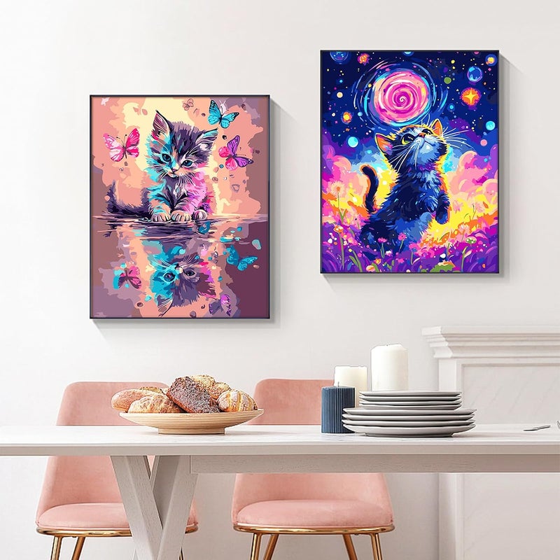 Paint by Numbers Kit for Adults,Cat Paint by Number Canvas,Butterfly Painting by Numbers for Beginners,Paint with Numbers for Great Gift and Wall Decoration 16’ W x 20’L - Image 4