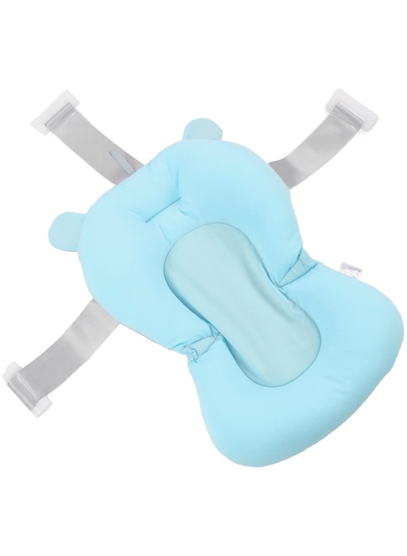 Baby Bath Pad, Adjustable Non-Slip Floating Infant Bath Support Cushion, Bath Tub Seat Mat for Newborns/Infants 0-12 Months (Blue)  - Image 1