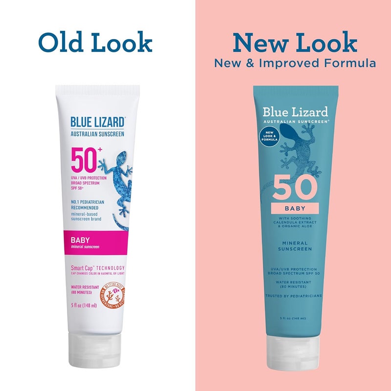 BLUE LIZARD BABY Mineral Sunscreen with Zinc Oxide, SPF 50+, Water Resistant, UVA/UVB Protection with Smart Cap Technology - Fragrance Free, 5 oz. Tube - Image 4