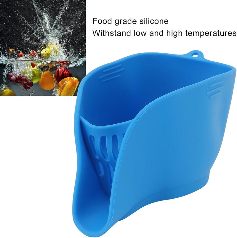 Silicone Drain Basket, Multifunctional Kitchen Tool for Washing Fruits Vegetables and Pasta, Compact Design with Food Grade Silicone for and Sink Edge Placement - Image 2