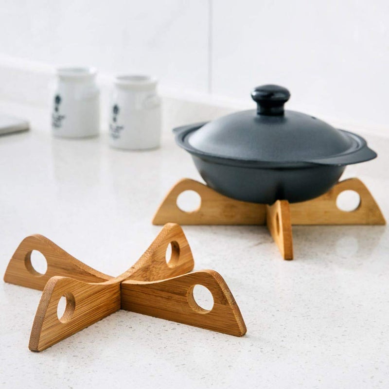 natureCRAFTS natureCRAFTS Wooden Trivet Reversible for Pan Pot Holder Detachable Heat Resistant Hot Pans NonSlip Pot Holders Placemat for Bowl Dishes Kitchen Cooking Dining Fry Pan Stand  - Image 1