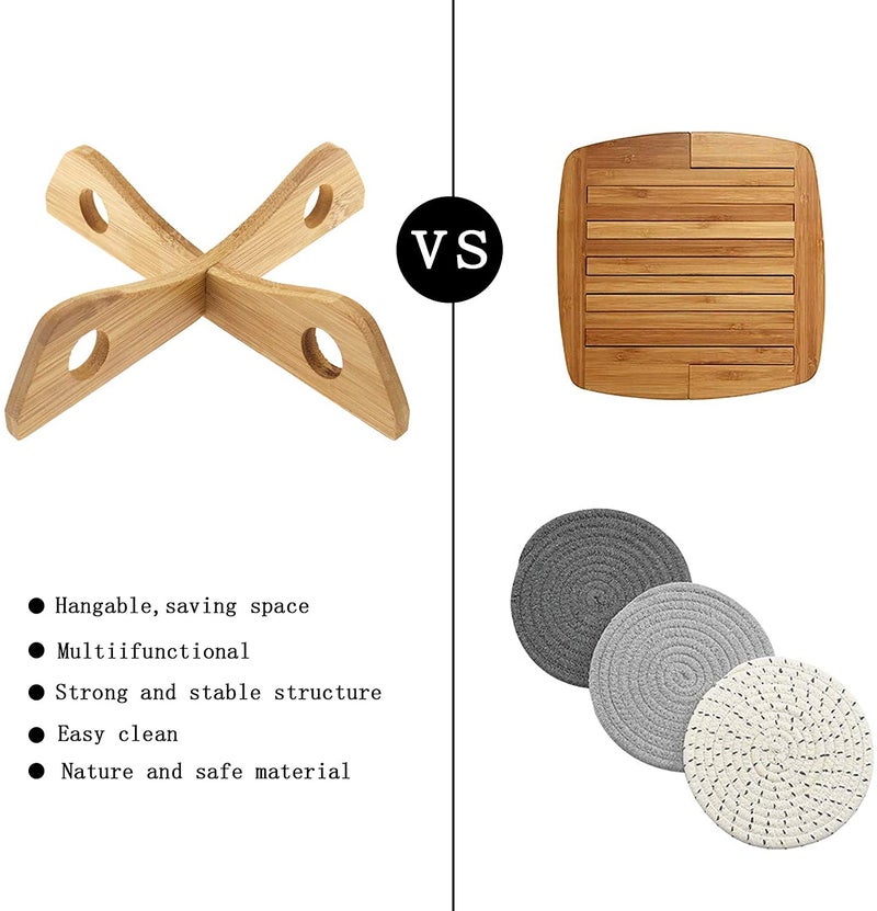 natureCRAFTS natureCRAFTS Wooden Trivet Reversible for Pan Pot Holder Detachable Heat Resistant Hot Pans NonSlip Pot Holders Placemat for Bowl Dishes Kitchen Cooking Dining Fry Pan Stand  - Image 5