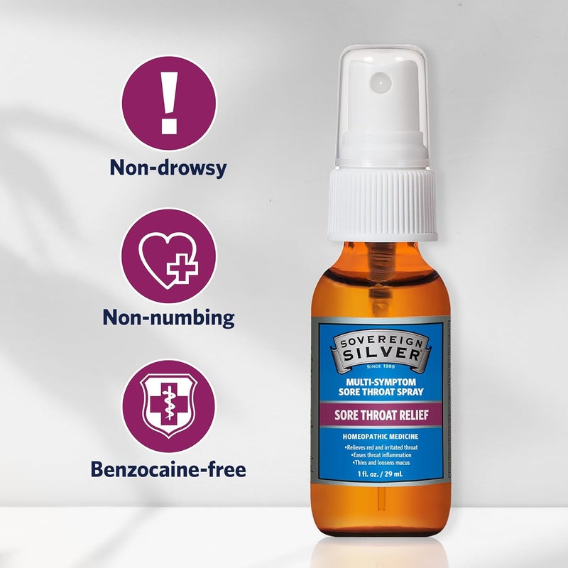 Sovereign Silver Sore Throat Spray Colloidal Silver Throat Spray Immune Support Supplement for Adults and Kids Daily Use Liquid Argentum Nitricum Solution 1 fl oz 30mL - Image 4