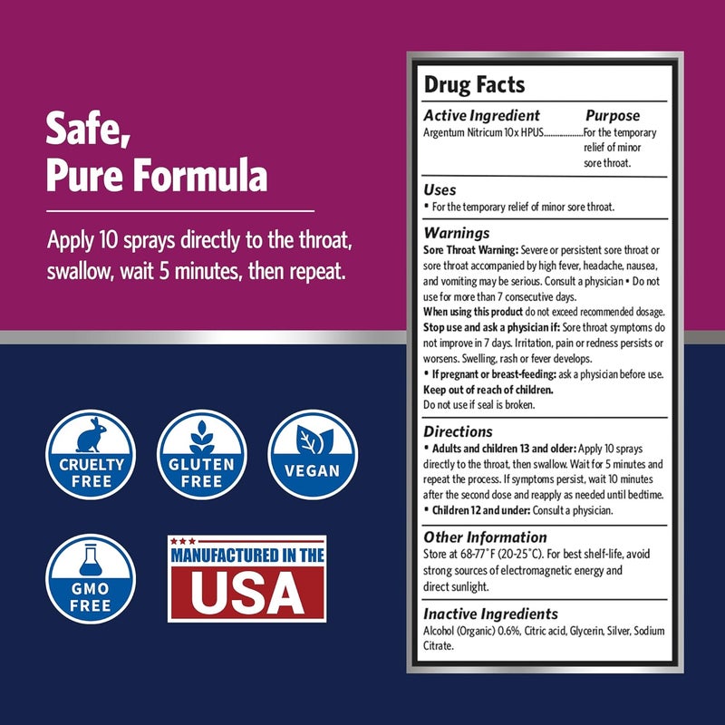 Sovereign Silver Sore Throat Spray Colloidal Silver Throat Spray Immune Support Supplement for Adults and Kids Daily Use Liquid Argentum Nitricum Solution 1 fl oz 30mL - Image 5